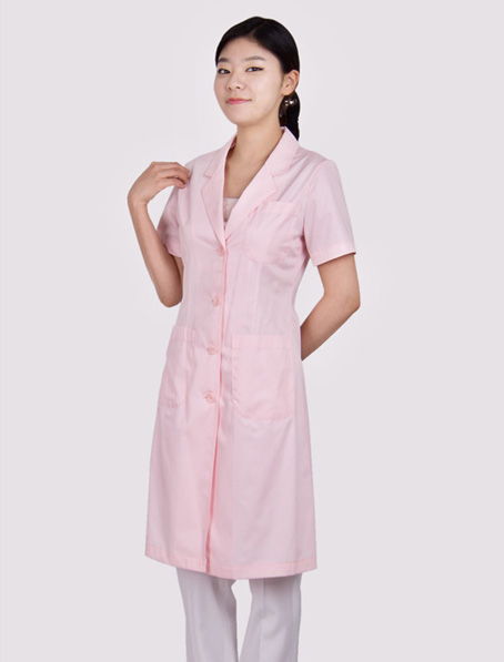 南昌浅粉短袖医生工作服定做,订制短袖医生制服