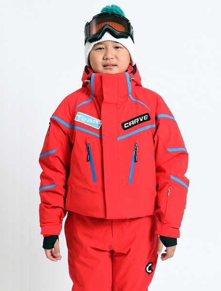 儿童红色滑雪服订制厂家,分体儿童滑雪服定做加工厂家