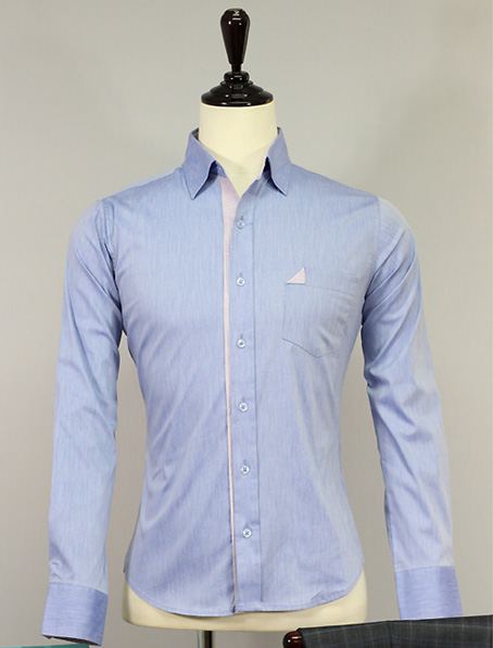 吉林定制淡蓝韩版休闲衬衣